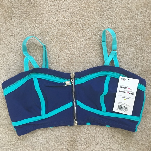 Zumba Women's Borderline Bra Top, Navy, Small - Picture 2 of 7